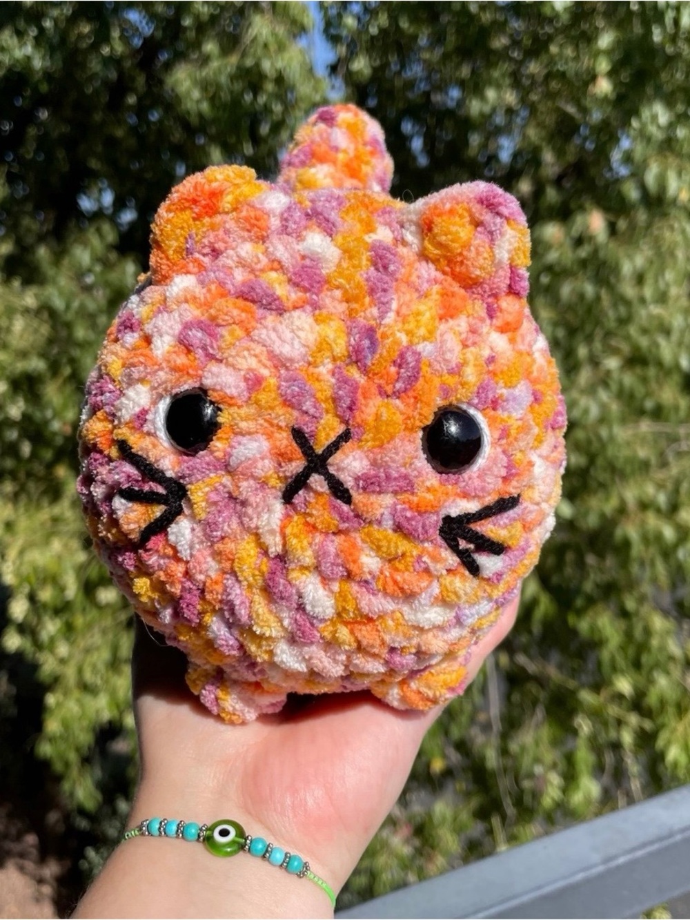 Handmade Lesbian Flag Tie-dye Large Loaf Cat Amigurumi Plushie Super Cute & Soft